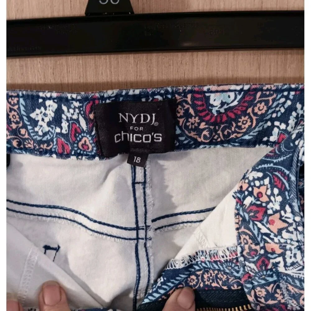 NYDJ Chico's (18) Womens Cotton Mykonos Paisley Flawless Contour Skinny Jeans - Picture 4 of 7